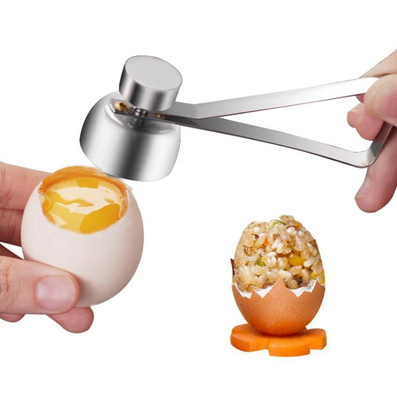 Stainless Steel Raw Egg Shell Topper Cutter Opener Egg Knocker Kitchen Tool