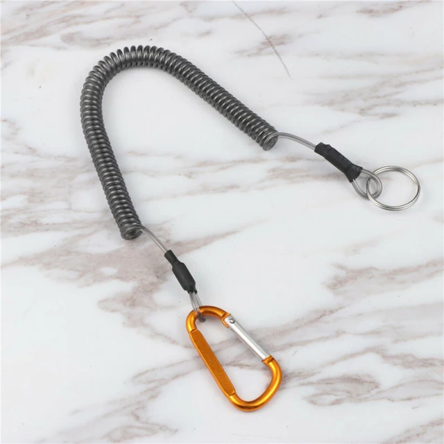 carotoe Cordino da pesca retrattile a spirale con moschettone strumento multiuso Antilost Stretch Cord per la pesca carotoe Cordino da pesca retrattile a spirale con moschettone strumento multiuso Antilost Stretch Cord per la pesca