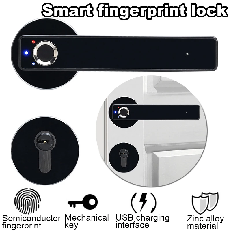 

Anti-Theft Smart Fingerprint Padlock Keyless Phone Door Unlock USB Port Elements