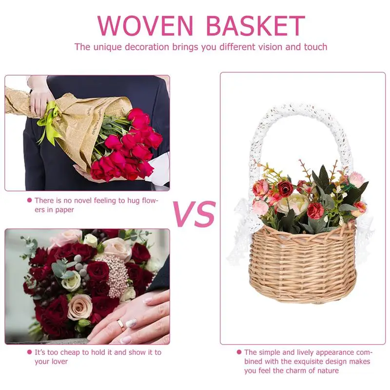 Handwoven Wall-mounted Straw Basket Flower Basket Fruit Basket Photography Props 