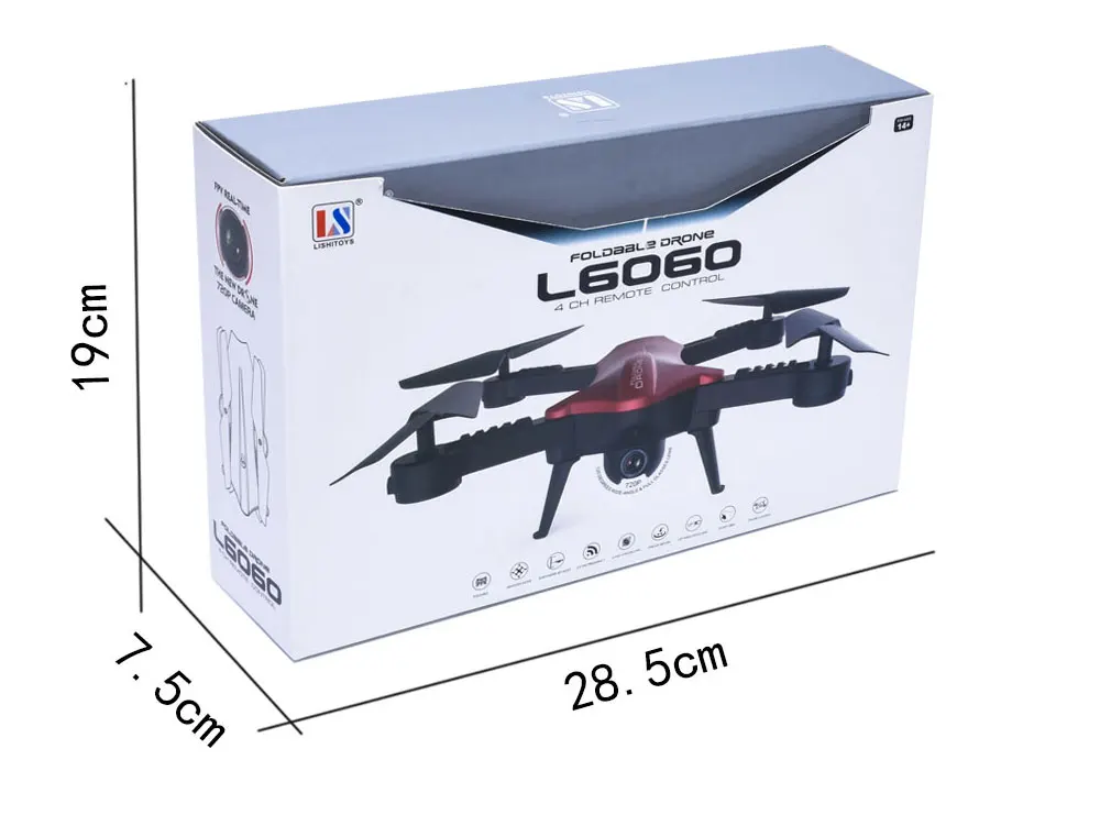 1 шт. L6060 Дрон с wifi камерой черный, DHL