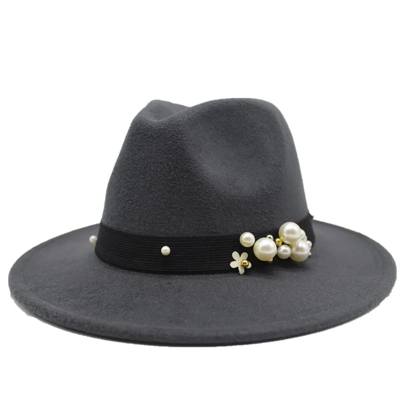Seioum 14 цветов Женская фетровая шляпа с широкими полями Имитация шерстяная шляпа шляпы в стиле джаз шляпа Классическая фетровая мягкая женская шляпа в форме колпака верхняя шапка - Цвет: Dark gray