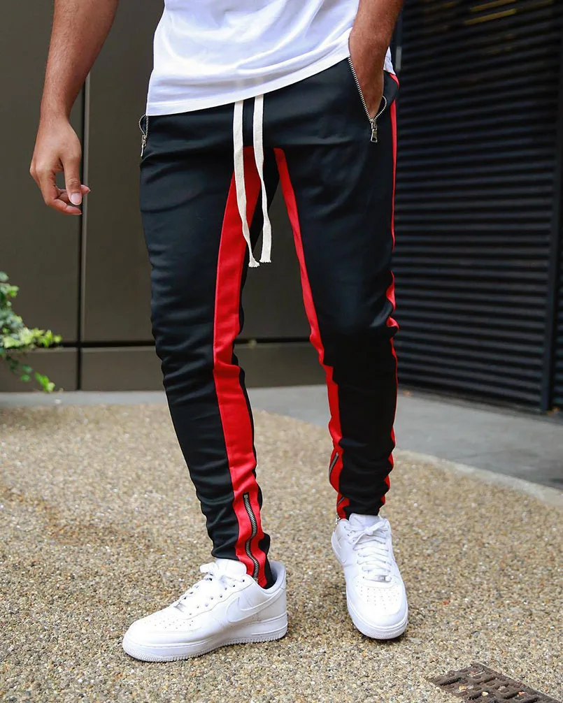 Men Joggers Sweatpant Fashion Striped Tactical Pants sport jogging trousers Man Sportswear Mens Tracksuits Sweat Trousers Black Hip Hop Pants