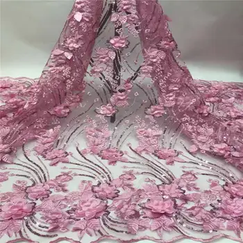 

Popular Sequins Lace Fabrics French Mesh Lace Fabric High Quality Sequence Fabrics Nigerian Net Lace for Wedding Party NSH069