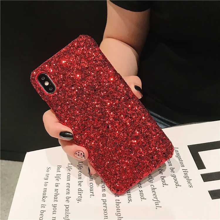 Блестящий чехол для iPhone 11 Pro Xs Max Xr X, Модный Блестящий блестящий чехол для телефона с бриллиантами, чехол для iPhone 8 7 6s 6, Блестящий жесткий чехол