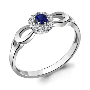 

Ring AQUAMARINE with nanosapfirom, cubic zirconia, silver 925