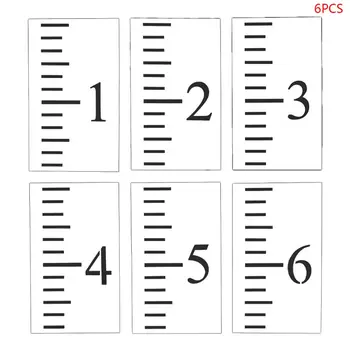 

6pcs/set 6 Inch Scale Ruler Growth Chart Stencil Template Reusable Painting Embossing Wall Decor for Farmhouse