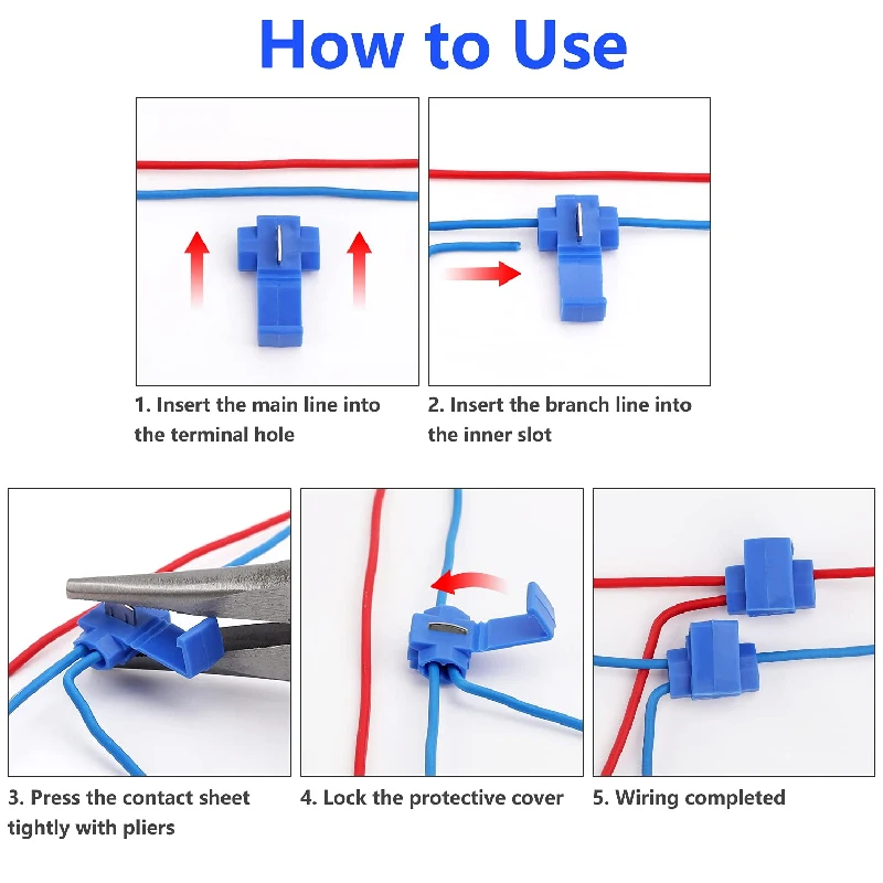 50PCS Lock Quick Splice Wire Terminals Cold Pressed Insulated Snap Lock Electric Wire Crimp Connectors Cable Joiner for AWG16-22 wire connector terminals,wire connector,electrical connectors,electrical connector,cable connector