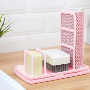 

Kitchen Desktop Dish Cloth Sponge Storage Rack Punch-Free Plastic Bathroom Soap Drain Holder