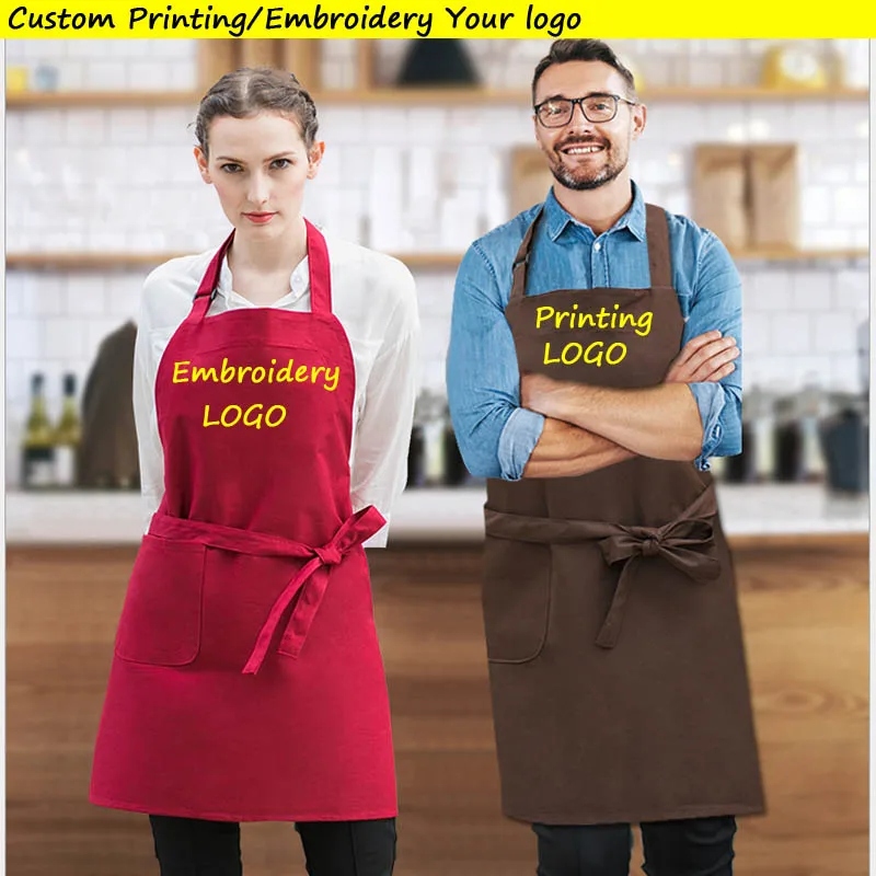 Men waterproof Cotton apron Coffee/flower work Aprons Print/Stitch Your