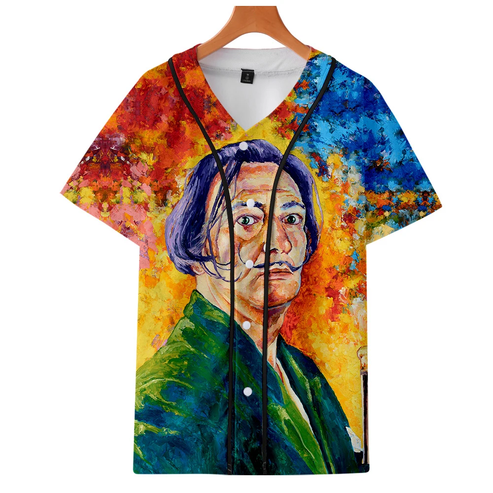 Frdum Tomme Salvador Dali маска забавная рубашка 3D тропическая рубашка мужская с коротким рукавом Уличная деньги кража дом