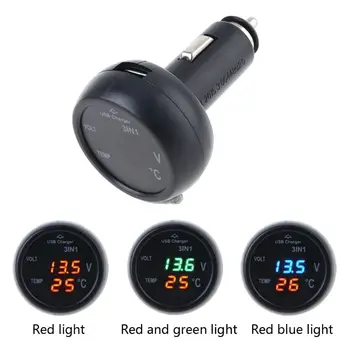 

3In1 Multi-function Dashboard Car Voltmeter Thermometer USB Mobile Phone Charger
