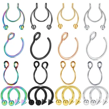 

1PC Antler Shape Fake Nose Ring Clip Stainless Steel Nasal Septum Piercing Jewelry Sexy Body Jewelry For Girl Men Non-Pierced