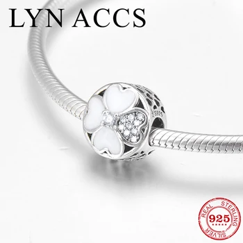 

New Original 925 Sterling Sliver Lucky Clover CZ Enamel Bead Charm Fit LYNACCS Bracelet Necklace DIY Gift Women Jewelry Making