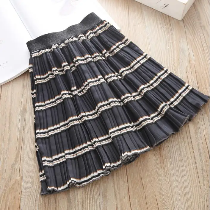 black color Шифоновые юбки для маленьких девочек, плиссированные юбки Летняя школьная одежда для девочек Одежда для подростков г. Пляжные юбки для девочек, размер 4T - Цвет: black color