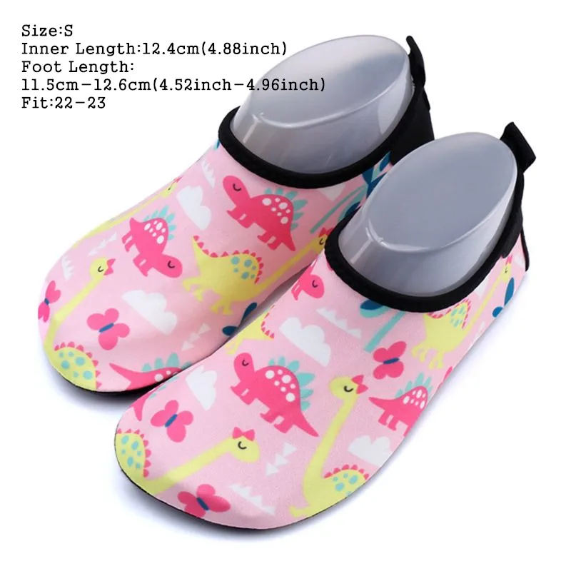 1--S Toddler Kids Swim Water Shoes Cute Cartoon Dinosaur Monster Print Non-Slip Rubber Sole Quick Dry Barefoot Aqua Beach Pool Socks - Цвет: 1--S