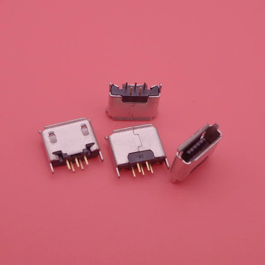 100Pcs Micro USB Type-AB 5Pin Female Straight DIP Socket Solder Jack Connector