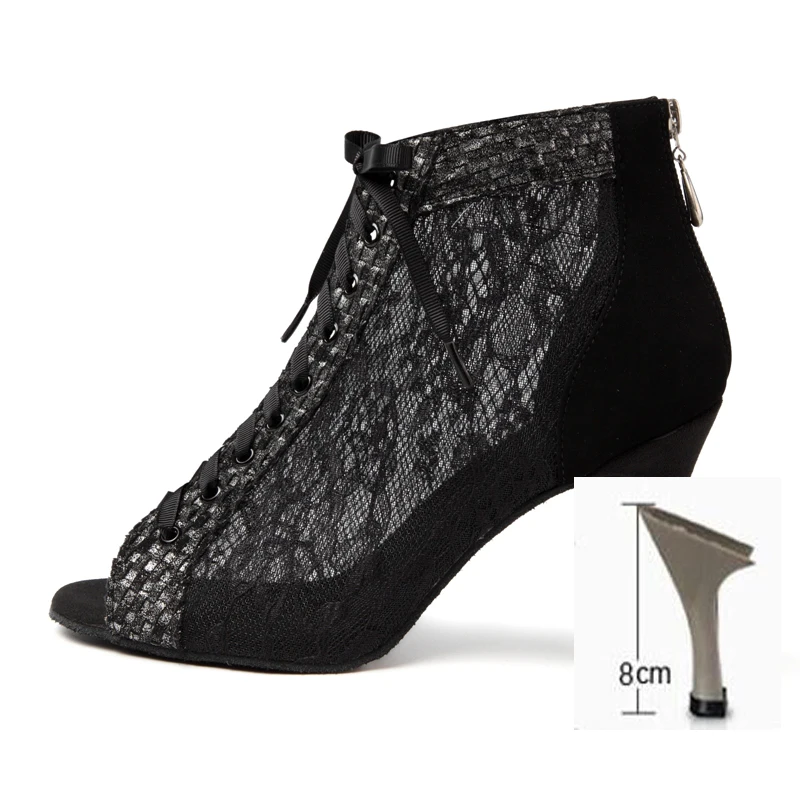 Na tasha/Обувь для танцев на среднем каблуке; женские танцевальные сапоги на высоком каблуке; бархатная обувь - Цвет: Black 8cm
