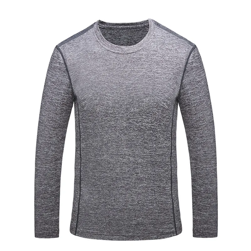Мужская походная футболка с длинным рукавом, свободная быстросохнущая дышащая футболка, топ для занятий спортом на открытом воздухе, фитнесом и бегом - Цвет: Серый