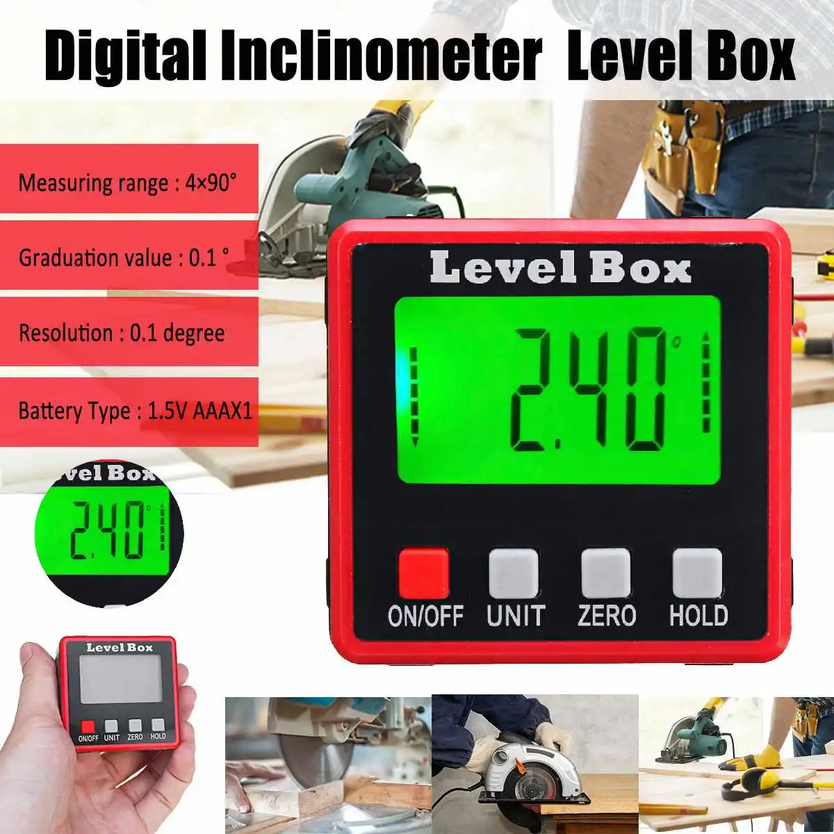 Digital LCD Protractor Gauge Level Box Angle Finder Inclinometer Magnet Meter