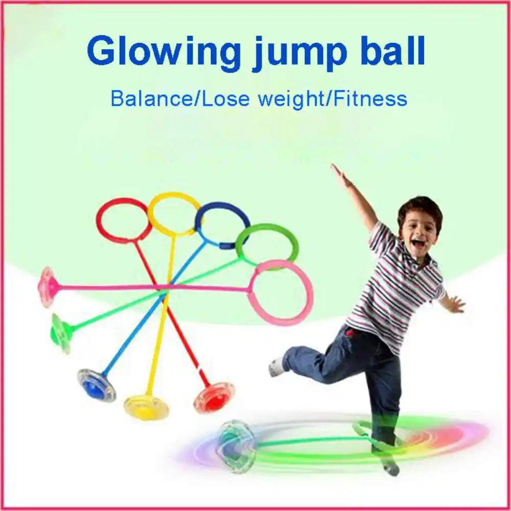 Children Glowing Bouncing Balls One Foot Flashing Jumping Rope Ball