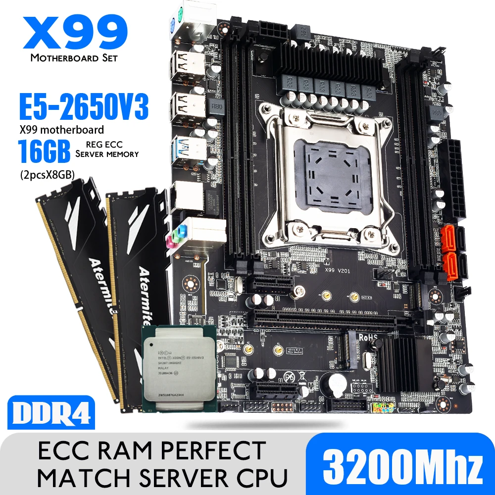 Материнская плата Atermiter X99 процессор Xeon E5 2650 V3 Память DDR4 3200 МГц 2X8 Гб | Компьютеры и