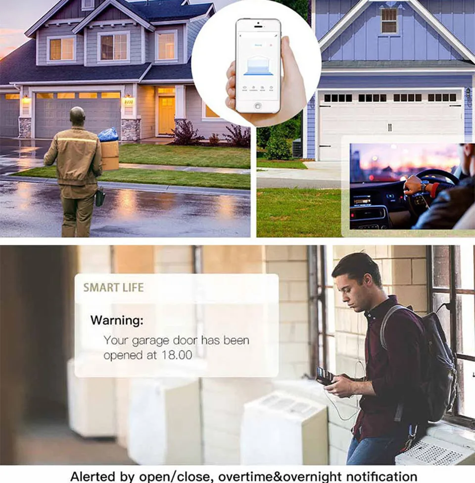 Универсальный WiFi смарт-контроллер двери гаража Smart Life/приложение Tuya дистанционного открываются закрываются монитор совместим с Alexa Echo Google Home