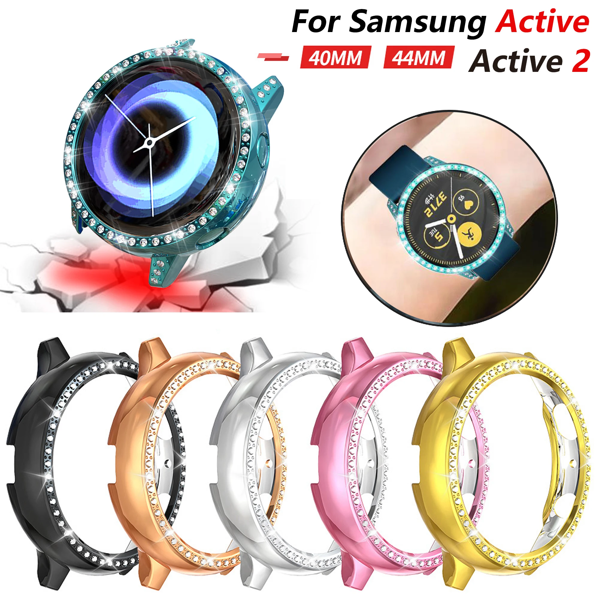 Модные чехлы с бриллиантами для Samsung Galaxy Watch Active 2 Защитные смарт часов
