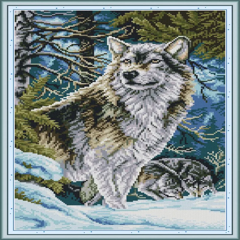 Набор для вышивки крестиком Joy Sunday Leader Wolf на холсте с принтом животных 11CT 14CT ткань