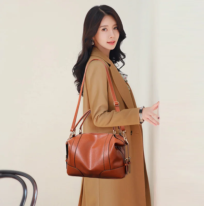 Vintage Women Handbags Luxury Designer 2019 Brand Purse Large Leather Boston Crossbody Bag for Ladies Office Hand Bag Black Blue (4)