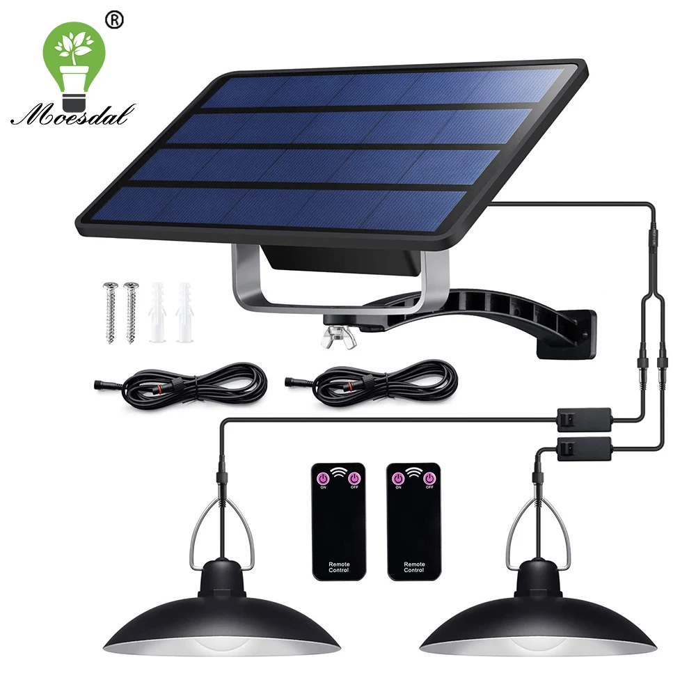 

IP65 Waterproof Double Head Solar Pendant Light Outdoor Indoor Solar Lamp With Cable Suitable for courtyard, garden, indoor etc,