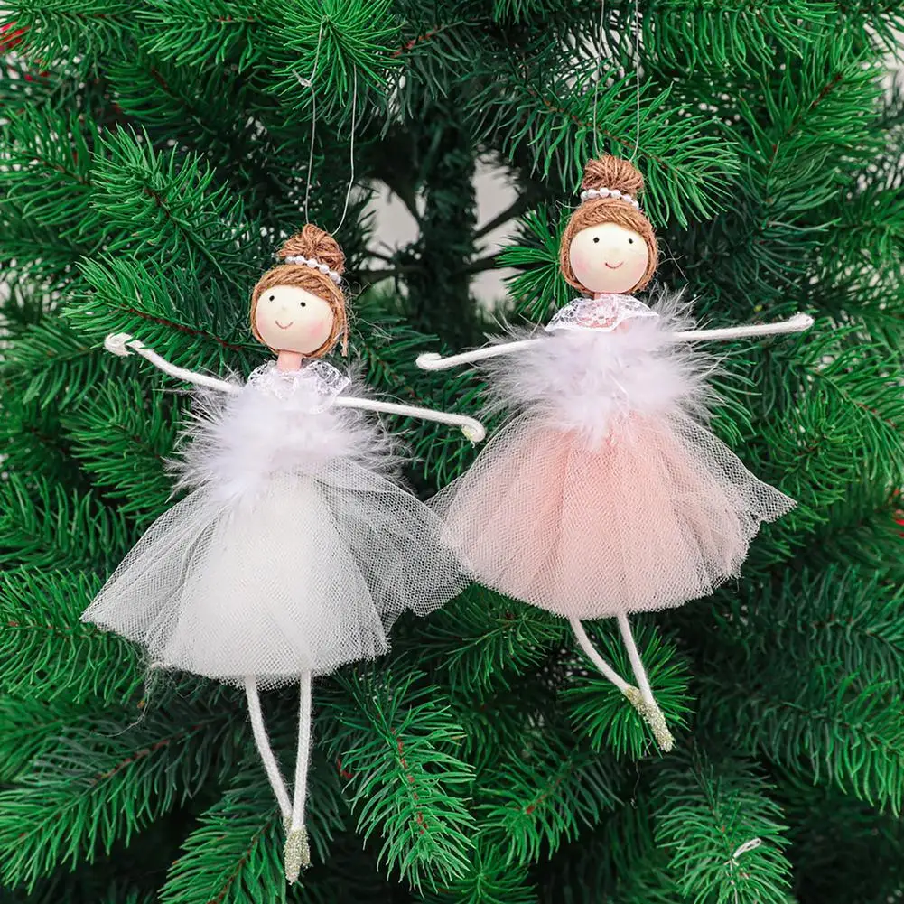 Christmas Ornament Exquisite Net Yarn Plush Ballerina Girl Doll Christmas Tree Pendant New Year Decoration Gift