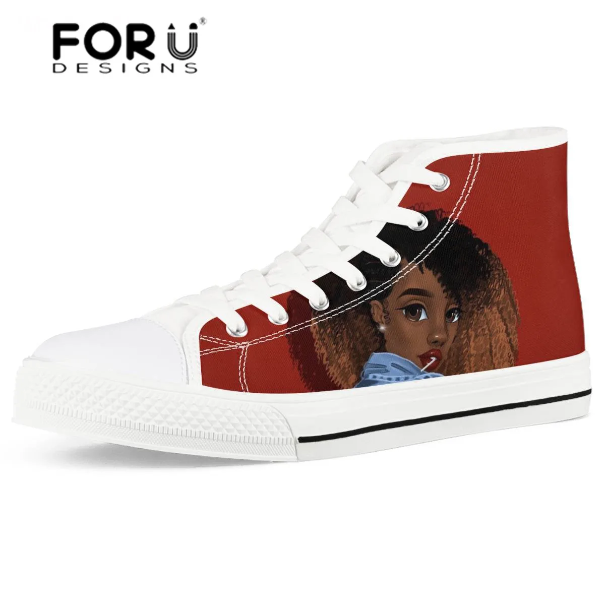 FORUDESIGNS женская обувь; Цвет Черный; королевский дизайн; женская текстильная обувь в африканском стиле для девочек; Вулканизированная обувь с высоким берцем для подростков; кроссовки