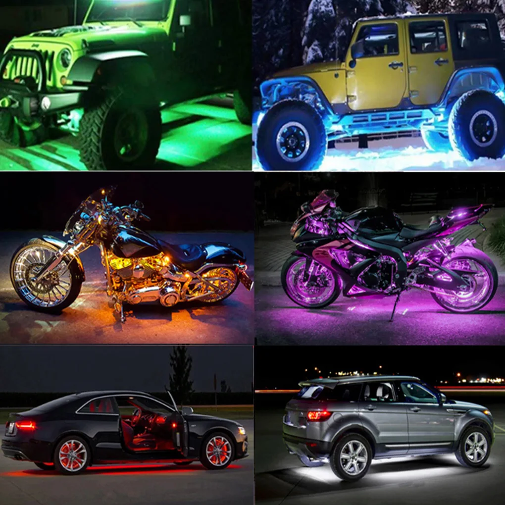 Автомобильный атмосферный светильник 6 RGB светодиодный мотоцикл беспроводной пульт дистанционного управления неоновый светильник ing Moto декоративная полосная лампа