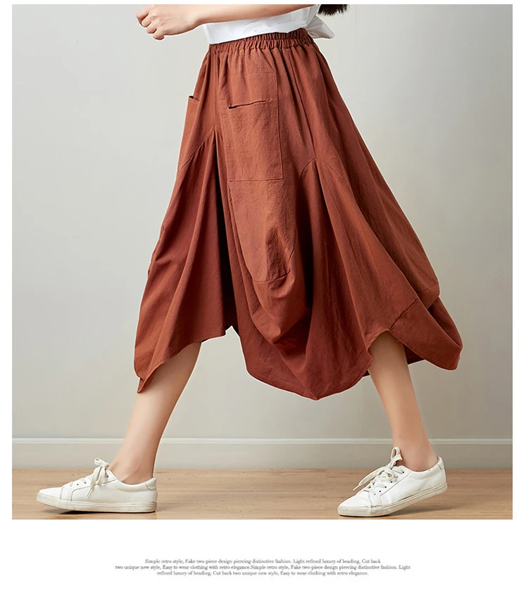 Новые летние юбки в национальном стиле женская одежда хлопковые и льняные свободные юбки Арт Ретро прочный фонарь юбка женская PV237