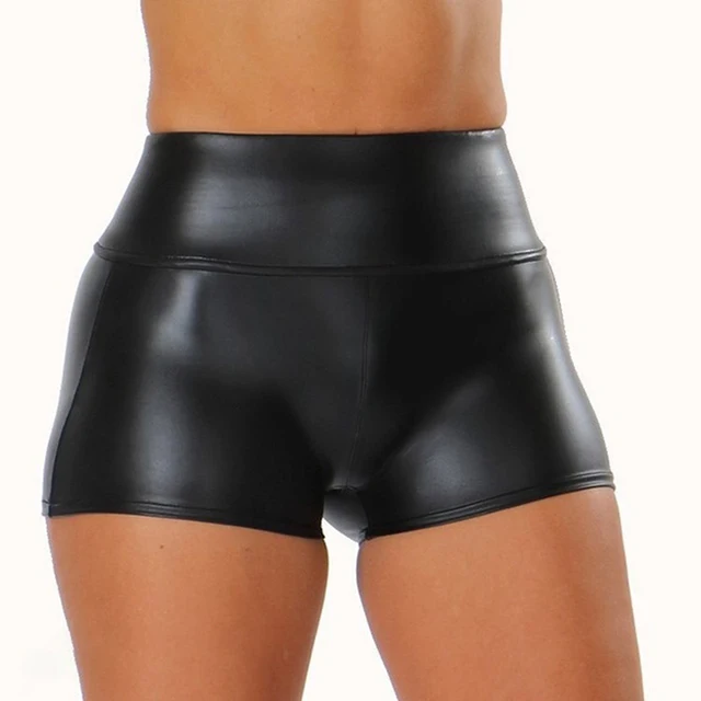 Leather Shorts Women High Waist Bodycon Push Up Black Short Joggers Sports Fitness Womens Sexy Slim