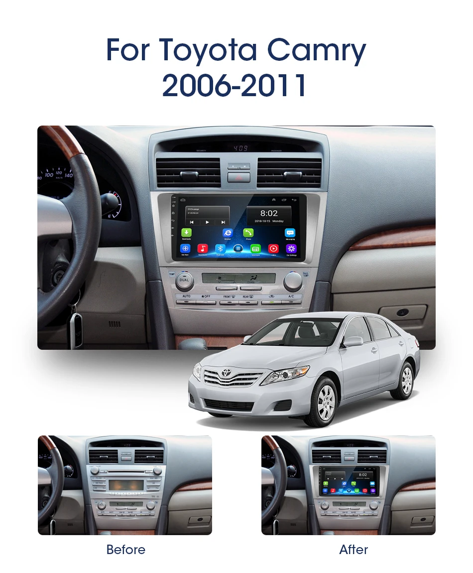 Vtopek Android автомобильный стерео Мультимедийный плеер для Toyota Camry 2006-2011 RDS DSP 4G сеть wifi сенсорный экран Bluetooth навигация