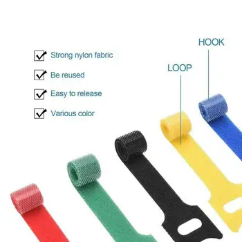 

50Pcs T Type Nylon Cable Ties Power Wire Loop Tape Multifunction Nylon Straps Fastener Reusable Magic Tape Hook Loop Ties