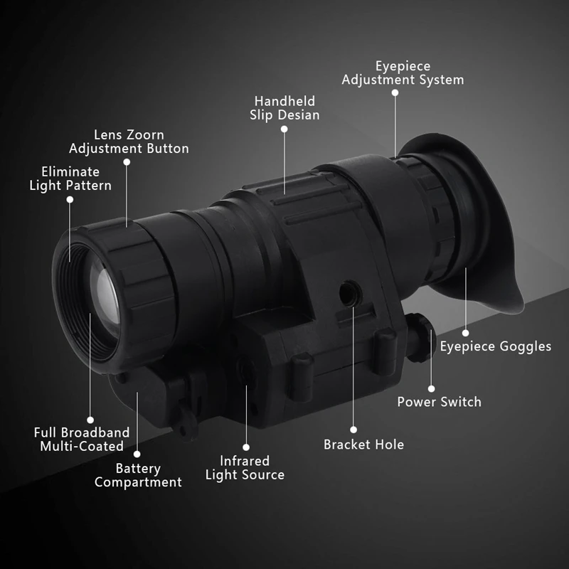 Инфракрасный монокуляр ночного видения, расстояние 200 м, очки ночного видения, совместимые с шлемом, ночным наблюдением и цифровым