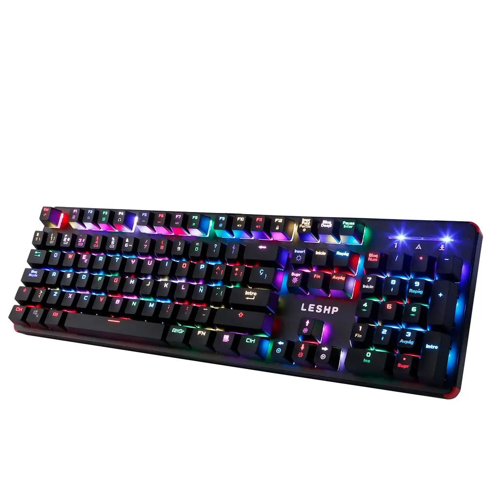 LESHP USB Проводная 105 клавиша с подсветкой профессиональная игровая офисная RGB механическая клавиатура с светодиодный регулируемой подсветкой