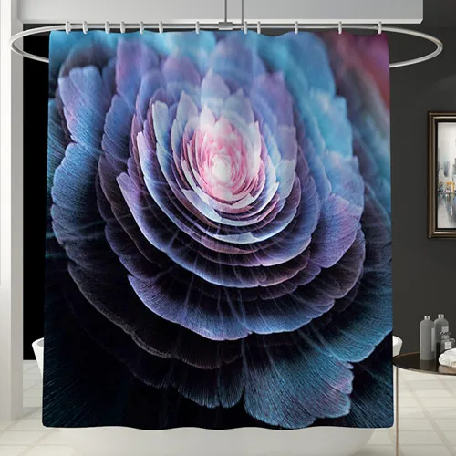 Flower Printing Pattern Bathroom Waterproof Shower Curtain Set Pedestal Rug Lid Carpet Toilet Cover Bath Mat Set - Цвет: Curtain1