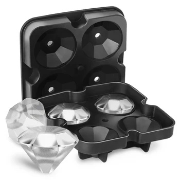 

4 Grids Diamond Pattern Ice Cube Tray Reusable Ice Cubes Maker Silicone Ice Cream Molds Chocolate Mold Whiskey Party Bar Tools