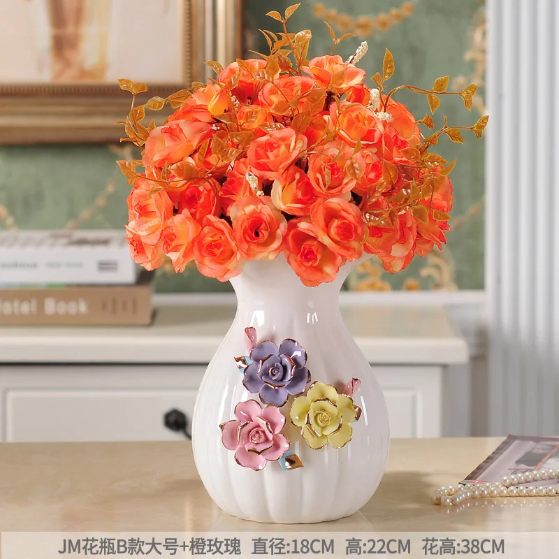 L with flowers Европейская керамическая ваза стерео цветочные вазы Ремесла свадебные ярроны decorativos фарфоровая ваза Креативные украшения дома аксессуары - Цвет: L with flowers