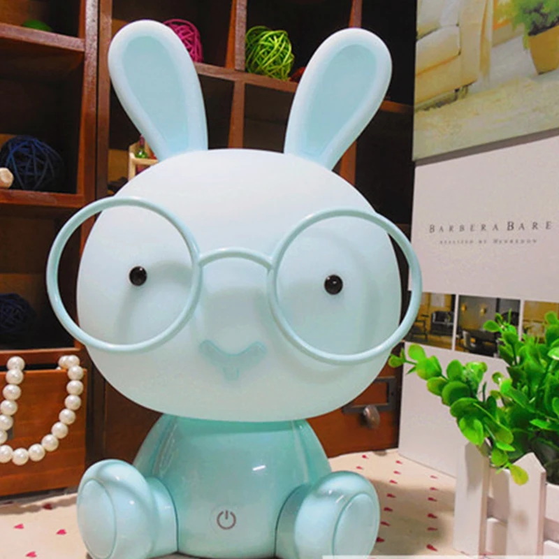 

Cute Rabbit With Glasses LED Night Lamp,USB Rechargeable Warm white Light Touch Sensor Eye Protection for Children