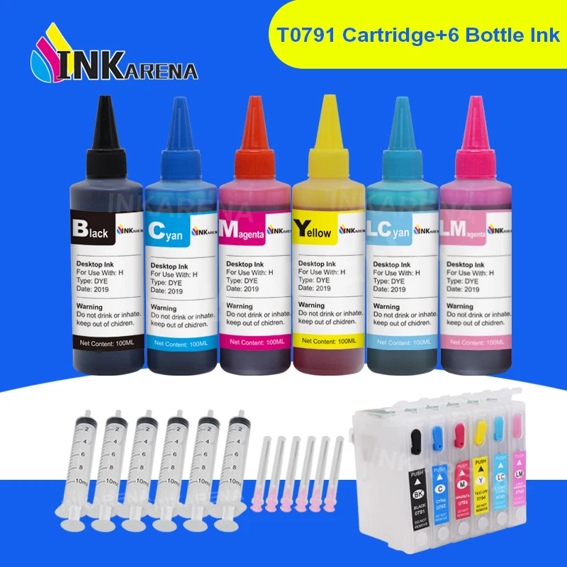 Чернильный картридж INKARENA 6 × 100 мл + T0791 - T0796 для принтера Epson Artisan 1430 PX650 660 700 Вт 710 720 |