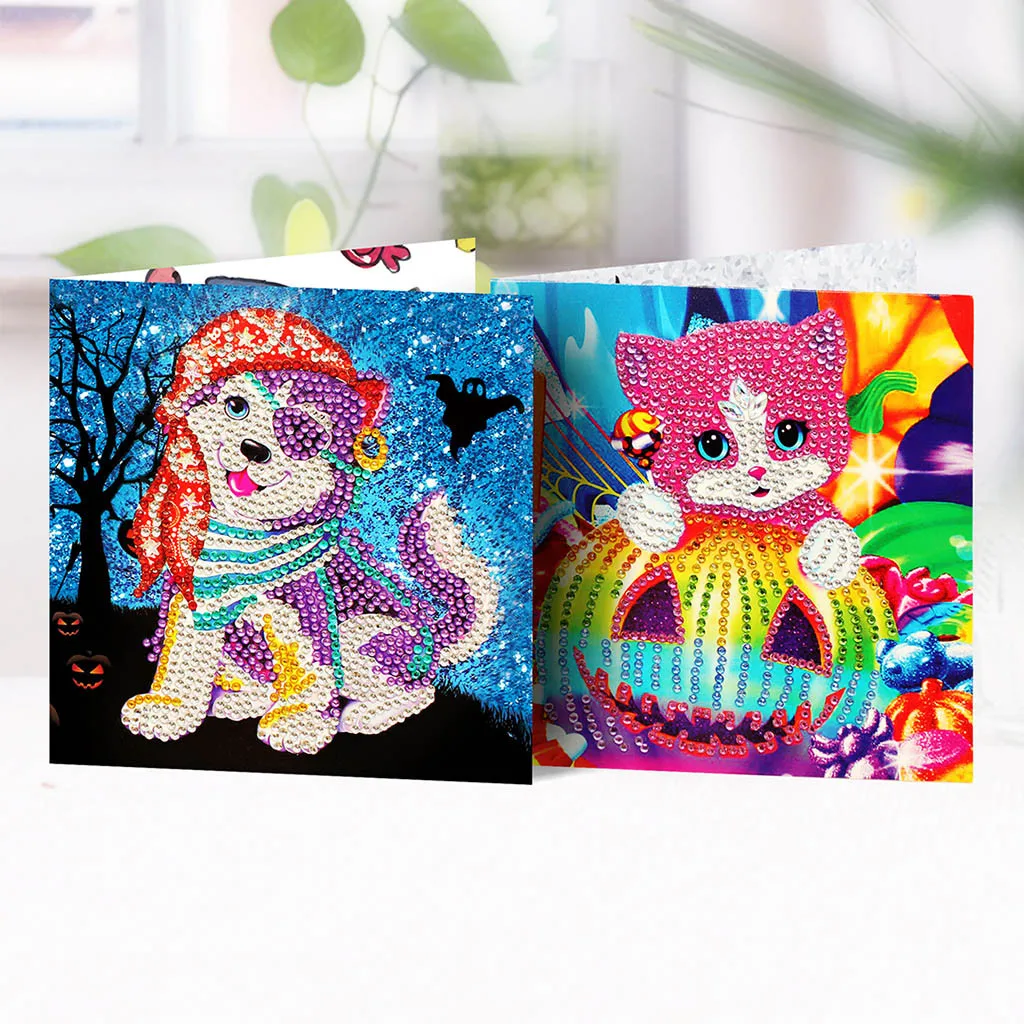 Christmas Card Set Santa Claus Elk Snowman Diamond Painting DIY Holiday Card 4pc/ 8pc