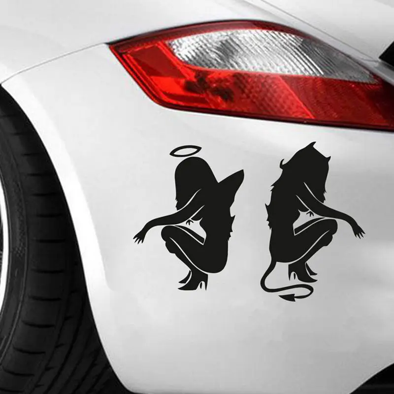 

1PCS Black White Reflective Car Styling Devil Angel Car Sticker Motorcycle Decorating Sticker
