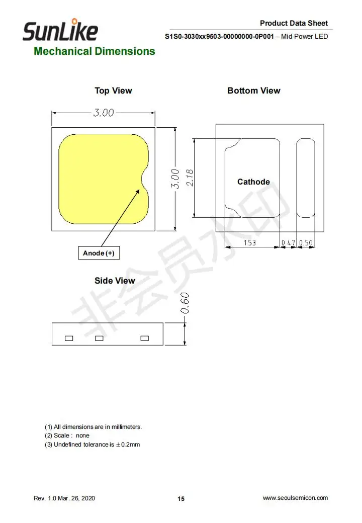 20/30 Stück Neue SunlikeKorea Mittelstark-Leuchtmittel 3030 3V LED, Max. Antriebsstrom 150mA, Neutralweiß, Warmweiß, Augenfreundliche Gesundheitsbeleuchtung – Detail 7