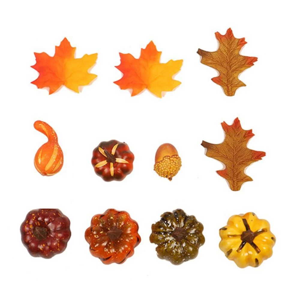 Artificial Pumpkins With Artificial Maple Leaves Autumn Color Series Desktop Decoration For Halloween Thanksgiving - Цвет: B