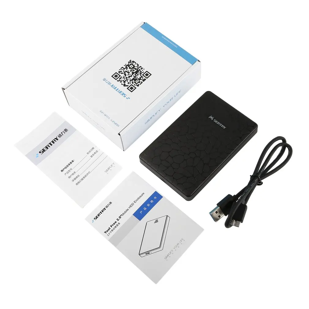 SEATAY HD101 2," USB 3,0 SATA 3,0 Hd коробка HDD жесткий диск Корпус для внешнего жесткого диска инструмент бесплатно 5 Гбит/с прозрачный 4 цвета - Цвет: Черный